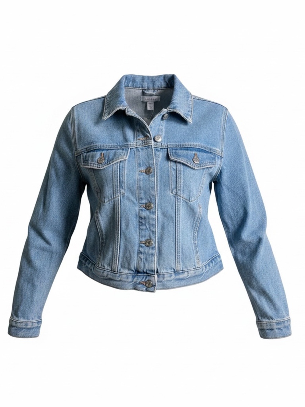 NWT Topshop Cropped Denim Jacket - Light Wash Blue